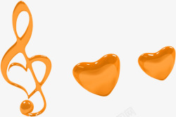 橙色晶体爱心音符七夕情人节素材