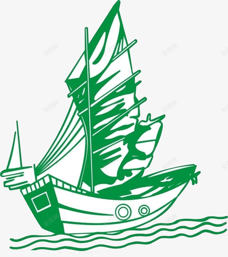 绿色帆船png免抠素材_88icon https://88icon.com 其他设计 广告设计 绿色 船 船只 货运轮船 轮船