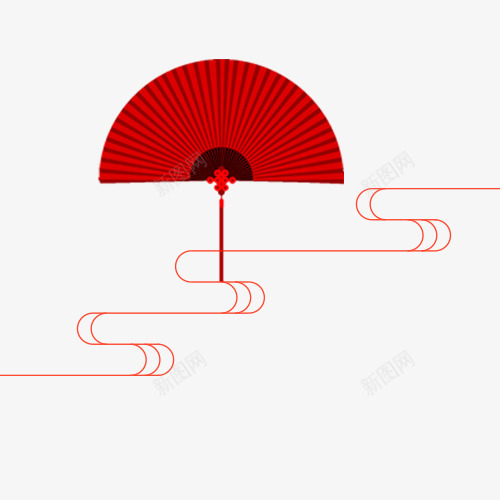 红色折扇png免抠素材_88icon https://88icon.com 中国风 古风折扇 红色底纹 线性装饰 装饰图 装饰纹理