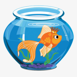 皇冠卡通画养在鱼缸里的金鱼公主高清图片