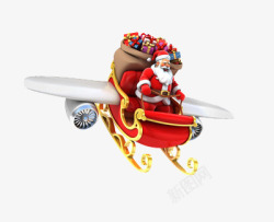 圣诞老人开着雪橇车素材