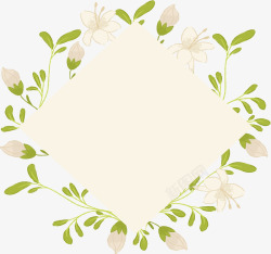 菱形框浪漫茉莉花标题框高清图片