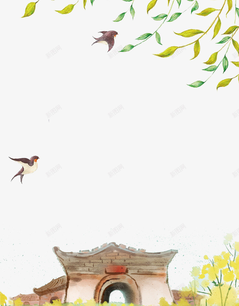 清新唯美油菜花春季海报背景png免抠素材_88icon https://88icon.com 唯美 春季 柳树 油菜花 海报 清新 燕子 风景