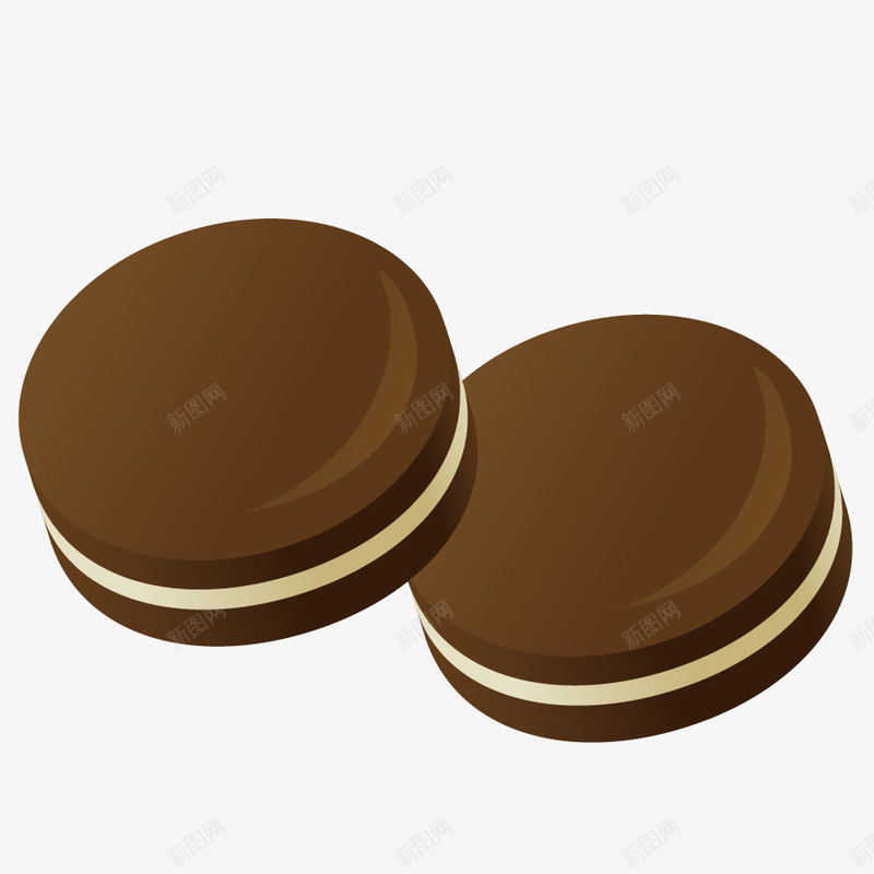 甜品巧克力饼干矢量图eps免抠素材_88icon https://88icon.com 夹心饼干 奶油饼干 零食 食物 黑色 矢量图