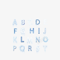 字母淡蓝色字体冰雪字母素材