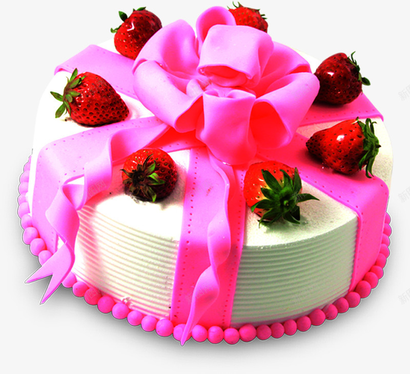 粉色丝带草莓蛋糕png免抠素材_88icon https://88icon.com 丝带 粉色 草莓 蛋糕