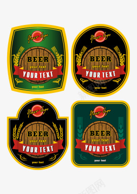 啤酒4款创意啤酒标贴矢量图图标图标