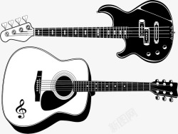 吉他黑白吉他高清图片
