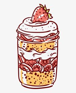 好吃的冰淇淋美味水果可爱蛋糕手绘蛋糕草莓手高清图片