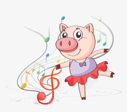 跳舞的猪卡通猪跳舞高清图片
