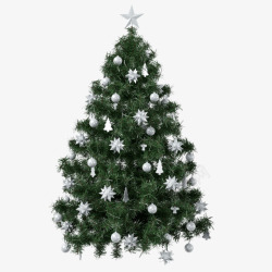 一棵有银色装饰的圣诞树素材