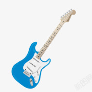 淡蓝色可爱吉他透明背景素材
