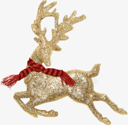 金色圣诞麋鹿装饰元素素材
