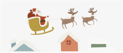 飞在空中的圣诞驯鹿车矢量图素材