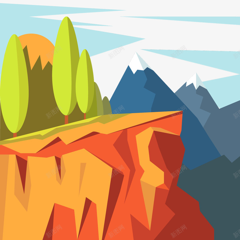 悬崖峭壁矢量图ai免抠素材_88icon https://88icon.com 雪山 高清 黄色 矢量图