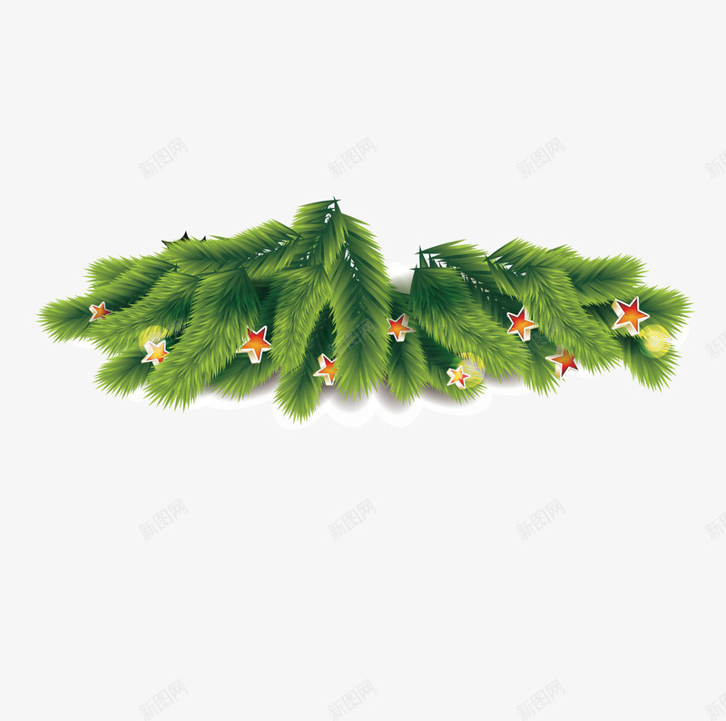 松树枝和星星png免抠素材_88icon https://88icon.com 圣诞节 圣诞装饰东西 星星 松树枝