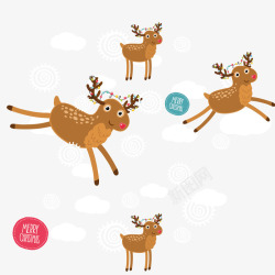 圣诞驯鹿无缝背景矢量图素材