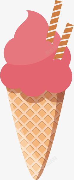 粉色草莓冰淇淋矢量图素材