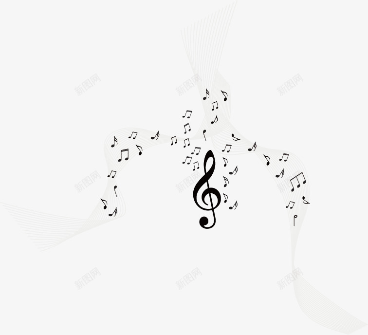 黑白音符曲线png免抠素材_88icon https://88icon.com 曲线线条 音乐 音效曲线 音符 黑白矢量图
