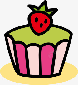 卡通草莓纸杯蛋糕素材