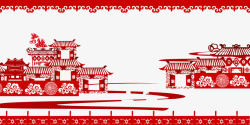 传统城市中国风剪纸建筑艺术1高清图片