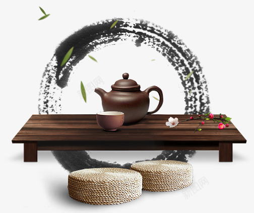 茶具元素png免抠素材_88icon https://88icon.com 中国风 古典 墨迹 煮茶茶具 茶具 茶叶