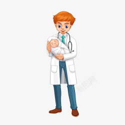 卡通医生抱着婴儿矢量图素材