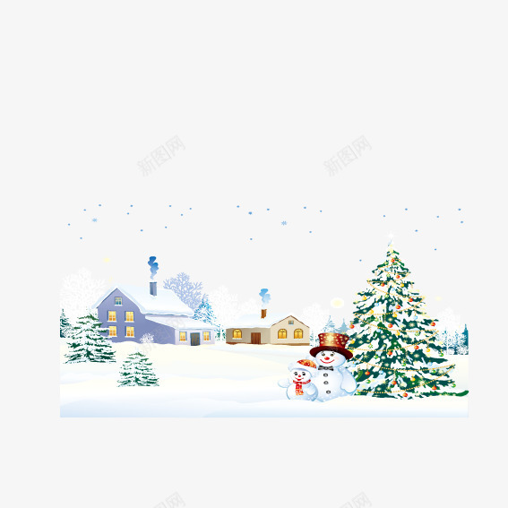 圣诞树礼物矢量图ai免抠素材_88icon https://88icon.com 圣诞树 戴帽子雪人 积雪 雪景 矢量图