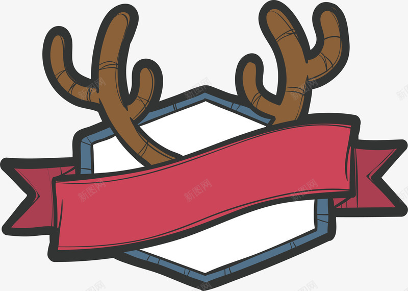 驯鹿鹿角标题框png免抠素材_88icon https://88icon.com 圣诞标题框 圣诞节 矢量png 驯鹿 驯鹿鹿角 鹿角