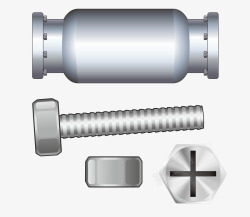 银色螺丝螺母矢量图素材