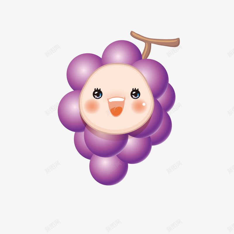 卡通葡萄微笑脸png免抠素材_88icon https://88icon.com 卡通 卡通提子 葡萄微笑脸