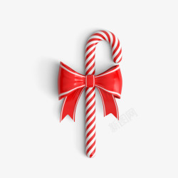 圣诞节元素红色条纹糖果拐杖素材