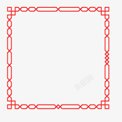 中国风浮雕立体红色简约正方形边素材