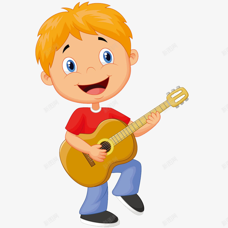 卡通可爱弹吉他小男孩png免抠素材_88icon https://88icon.com 可爱 小男孩 开心 弹吉他