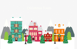冬日街景节日气氛的小镇矢量图高清图片