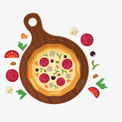 外焦里嫩西式蔬菜披萨矢量图素材