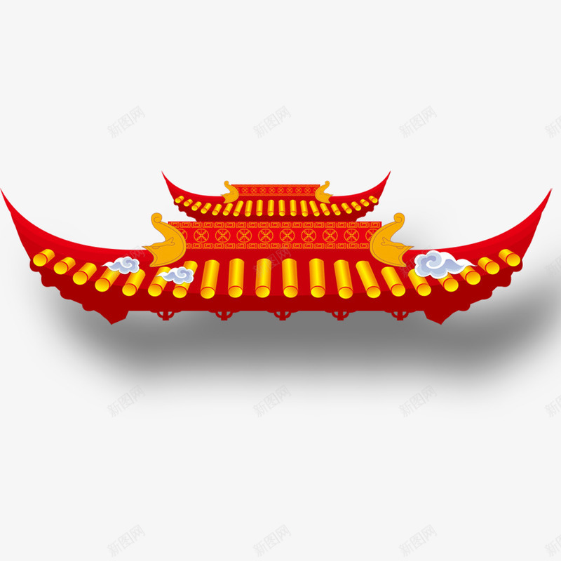 中国风屋顶psd免抠素材_88icon https://88icon.com 中国风 屋顶 建筑 祥云