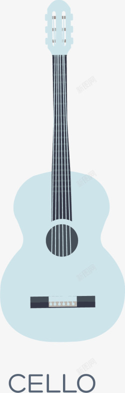 水彩蓝色吉他矢量图素材