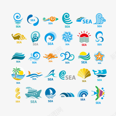 热带海洋标签元素图标图标