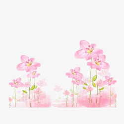 粉色小花手绘花朵小粉花花束素材