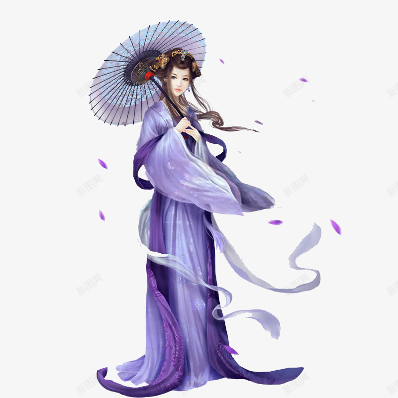 紫衣打伞美女png免抠素材_88icon https://88icon.com 中国风 人物 卡通 古典 古装 女 手绘 插画 美女