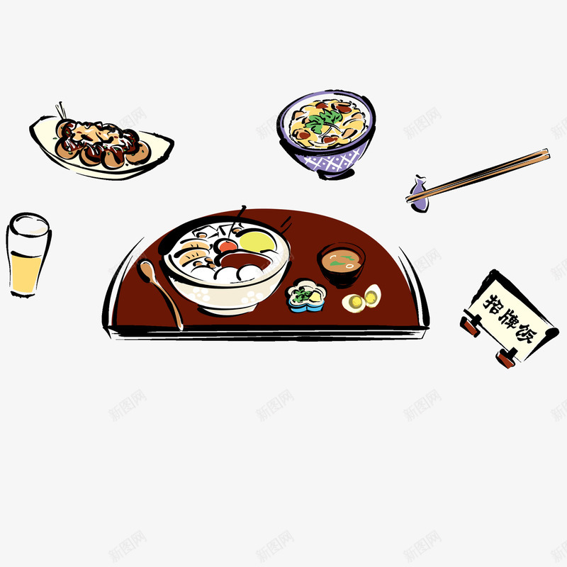 手绘美食psd免抠素材_88icon https://88icon.com 卡通 手绘 招牌饭 美食