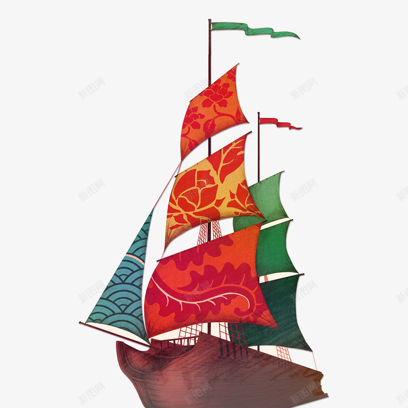 手绘木质帆船png免抠素材_88icon https://88icon.com 传统帆船 帆船 手绘帆船