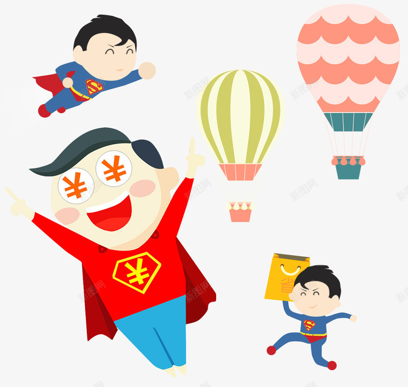 卡通小人蒸汽球png免抠素材_88icon https://88icon.com 卡通 小人 蒸汽