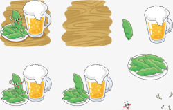 毛豆与啤酒表情矢量图素材