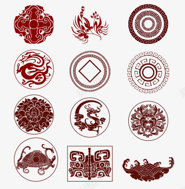 装饰点缀中国风格装饰图案图标图标