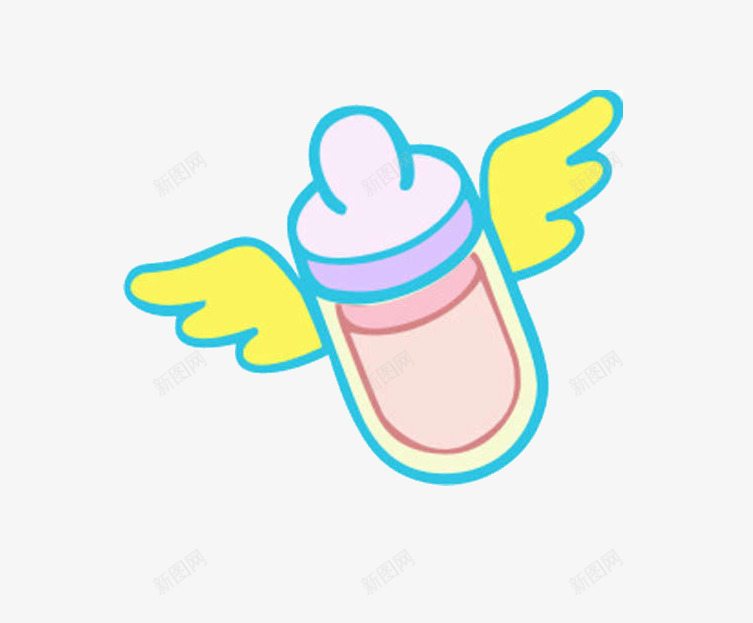 婴儿奶瓶png免抠素材_88icon https://88icon.com 卡通 奶瓶 婴儿用品 翅膀