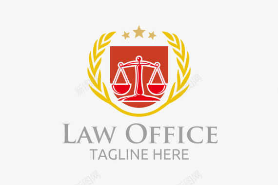 红色彩球黄色麦穗法律logo矢量图图标图标