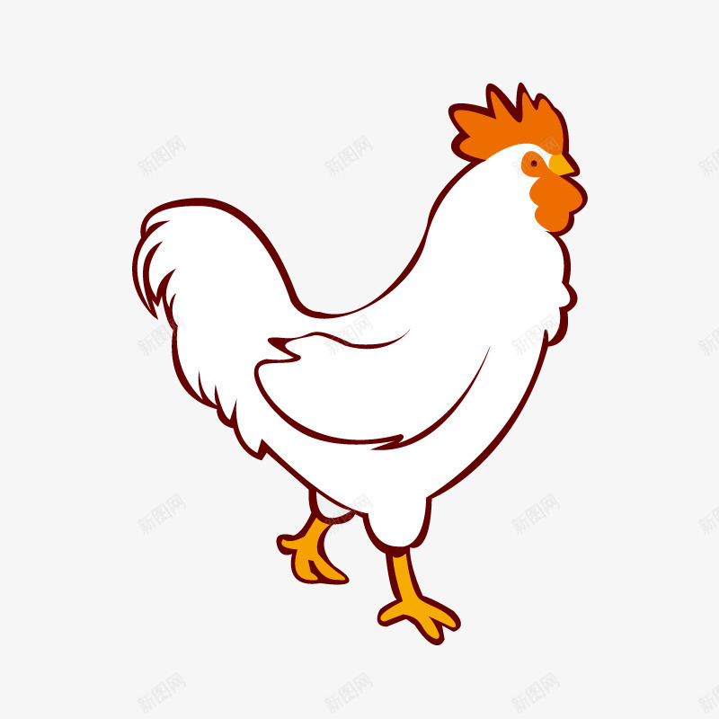 卡通手绘白色的公鸡png免抠素材_88icon https://88icon.com 创意 动漫动画 动物 卡通手绘 白色的公鸡 羽毛