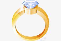 结婚钻戒对戒黄色指环矢量图素材